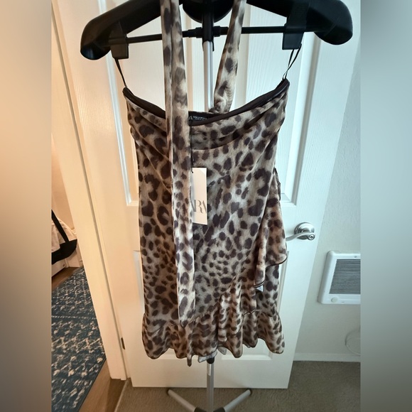 ZARA Leopard Animal Print Tulle Slip Dress – Size M (New with Tags) - Picture 3 of 15